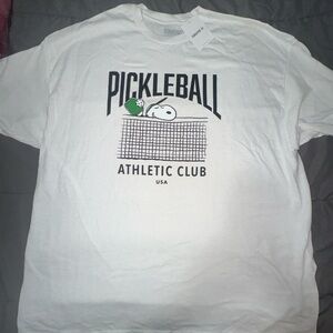 Peanuts White Pickleball Athletic Club Graphic Tee with Green Accent